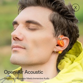 OpenRock X Open-Ear Headphones, Upgraded Silicone Earhooks, 48Hrs Playtime, Comfort and Fit, IPX5 Waterproof, ENC Microphone, Smart App, Bluetooth 5.3, Wireless Over-Ear Earbuds for Sports, Office