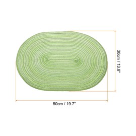 HARFINGTON 6pcs Oval Braided Placemats 20" Non-Slip Oval Table Mats for Dining Tables Washable Heat Insulation Woven Placemats Indoor Outdoor for Family Holiday Dinner, Green