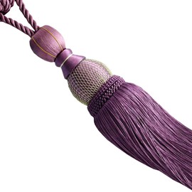 Suplove 1 Pair Beaded Tassels Curtain buckl Rope Tie Band Curtain Tieback (Purple)