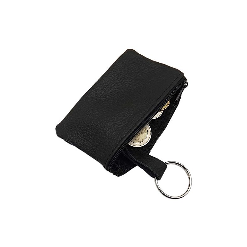 Genuine leather key case with 1 zipper compartment Made in