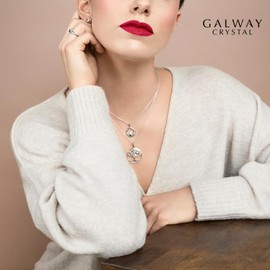 GALWAY Tree of Life Green Crystal Pendant Necklace, Hypoallergenic Accessory, Durable Rhodium Plated Irish Fashion Fine Jewelry in 925 Sterling Silver, Perfect Birthday, Anniversary, Christmas Gift For Her, 16" - 18" Chain