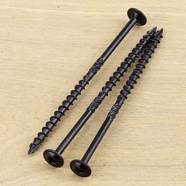 #14 x 6 Heavy-Duty Modified Truss Head Structural Deck & Lag Screws - Epoxy-Coated Black, Rust Resistant - Torx T30 Star Drive (Includes Bit) - for Outdoor Timber, Log, Landscaping Wood, 20-Pack