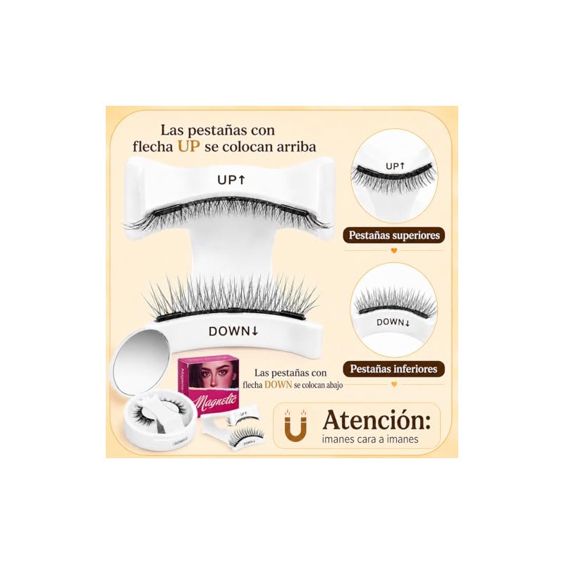 2 Pares Superior e Inferior de Pesta?as Magn?ticas Naturales sin