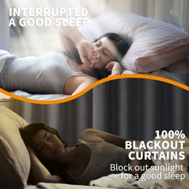 YoungsTex Grey Linen Curtains Blackout 63 Inches Long for Bedroom, Grommet Thermal Insulated Drapes Winter Textured Room Darkening for Short Living Room Privacy, 2 Panels, 52 X 63 Inch