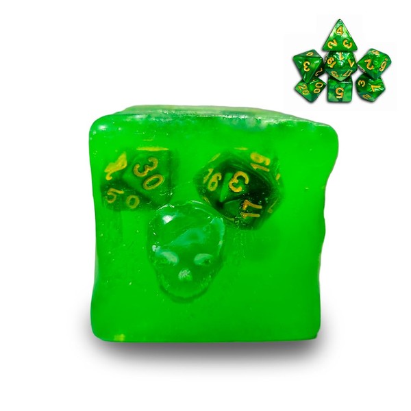Power Beast Dungeon Gelatinous Cube + 7 RPG Dice Inside for Role Playing Dice Dice Jail Polyhedral Dice Set D&D Dungeon Master Dungeons and Dragons DND