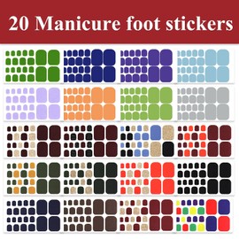WOKOTO 20 Sheets 440 Pieces Gel Nail Polish Stickers For Toe Nails Art Gel Wraps For Women, Toe Nail Polish Strips Solid Nail Stcikers Full Nail Wraps Toenails Stickers Stick On Nails Polish Wraps