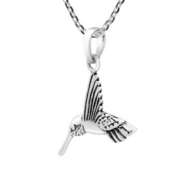 AeraVida Bringer of Joy 925 Sterling Silver Metal Hummingbird Pendant Necklace NA, Metal