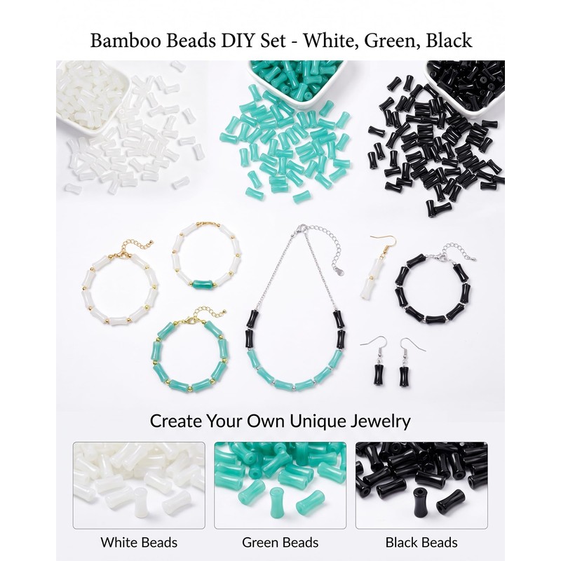 300Pcs Bamboo Beads,Transparent Bamboo Joint Craft Bead for DIY Beaded