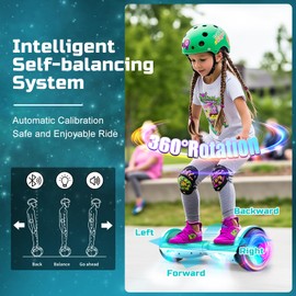 EPCTEK Scooter with 7.5MPH Top Speed 8.5 Mile Range Scooters with Flash Wheel for Kids,Teenagers, Adults Greenish White