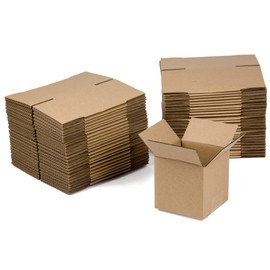 SUNLPH 50 Pack 4x4x4 Inches Shipping Boxes, Small Corrugated Cardboard Boxes for Mailing and Packing, Brown