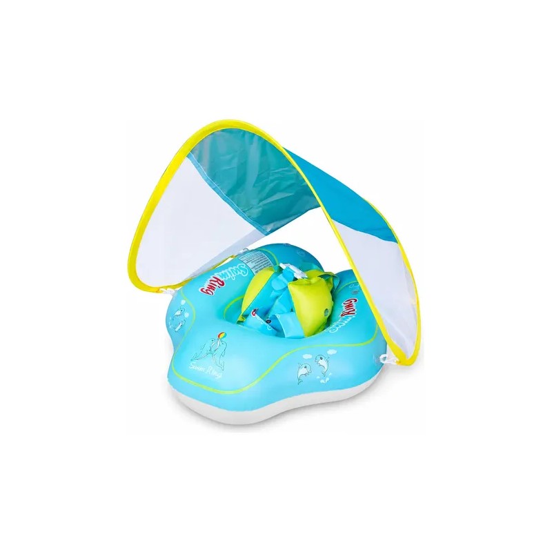 Flotador Bebé Con Techo Parasol Inflable Piscina Seguro