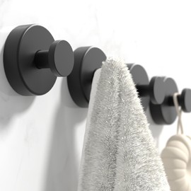 Gabeeriso Suction Hooks,Stainless Steel Suction Bathroom Towel Hook,Suction Hook Shower Traceless Wall Hooks,Hook,Suitable for Bathroom, Kitchen, Home, Hanging Coat, hat (Black Suction Hooks 4 Pack)