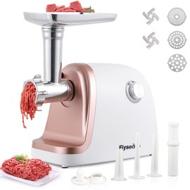 Flyseago Electric Meat Grinder, Sausage Maker 3000W Max Food Grinder with 2 Blades & 3 Plates, 3 Sausage Stuffers Tubes & Kubbe Kit, Stainless Steel Heavy Duty Meat Mincer Machine for Home Kitchen Use