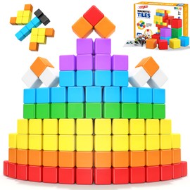 Magnetic Blocks for Kids 3-5 45PCS Toddler Magnet Tiles Construction Building Cubes Toys for 3 4 5 6 7 8+ Year Old Boys Girls Son Creative STEM Educational Montessori Sensory Christmas Birthday Gifts