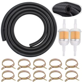5/16 Inch ID Fuel Line Set, 6 Feet 5/16" ID Fuel Line + 2 Gas Inline Fuel Filters with Magnet +10 Fuel Hose Clamps For ATV UTV Motorcy, Lawn Mowers, Marine Boat Outboard (Type1,Hose ID 8mm))