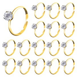 UgyDuky 72pcs Gold Bridal Shower Rings Adjustable Diamond Rings Bulk for Wedding Shower Party Games Table Decorations Party Supply Cupcake Toppers Bridal Shower Party Favors (Gold)