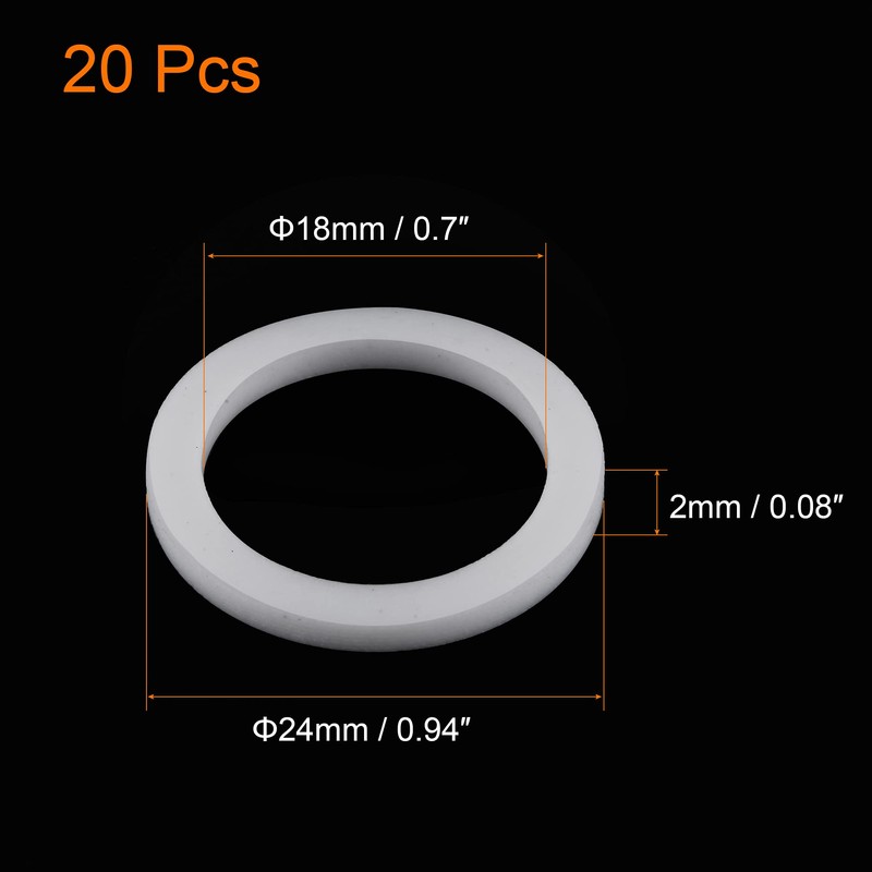 sourcing map PTFE Flat Gasket 24 mm / 18 mm