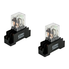 2X TEMCo Industrial Ice Cube Plug-in Relay General Purpose 24 VDC 10A Contact 8 Pin (LY2 Format) w/Socket