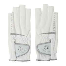 St Andrews 042-5985254 031_White x Silver SS (17-18cm) Women's Gloves (Nail Through) / Golf