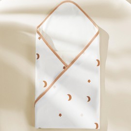 ZONEY Baby Blanket, 100% Organic Cotton Cute Newborn Swaddle, Double Layer Infant Receiving and Multi-Purpose Blanket,Lightweight Quilt Bath Towel Blanket for 0-12 Months,33.3x33.3(Moon)