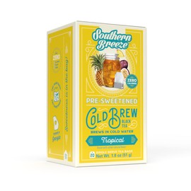 Southern Breeze Cold Brew Sweet Tea Tropical Iced Tea with Black Tea and Zero Carbs Zero Sugar, 20 Individually Wrapped Tea Bags