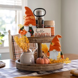 D-FantiX Gnomos de otoño, paquete de 2 gnomos de Acción de Gracias hechos a mano, gnomos suecos de felpa con hojas de arce de calabaza, gnomos de otoño, decoración de Acción de Gracias, día festivo, decoración de mesa del hogar, regalos