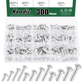Keadic 300Pcs 12 Sizes Solid Aluminum Brazier Head Rivets Assortment Set, M4 M5 M6 10mm 14mm 20mm 25mm Length Aluminum Rivets Fastener for Household Machinery Automobile Industry