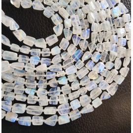 Genuine Rainbow Moonstone Bead Flashy Fire Gemstone | Smooth Tumble/Nuggets 35+ Bead/Strand Size - 8x9 to 9x13 MM Jewelry Making [NSKU-15]