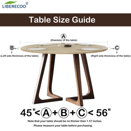 LIBERECOO Round Vinyl Fitted Tablecloth with Flannel Backing Elastic Edge Plastic Table Cover Waterproof Table Cloth Stain-Resistant Wipeable for 45"-56" Round Table