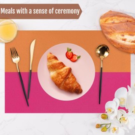 FJPT Pink and Orange Placemats Set of 4 Non-Slip Holiday Seasonal Table Mats for Kitchen Dining Table Holiday Summer Party Decorations 12x18 Inch