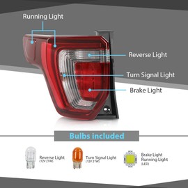 CHEDA Tail Light Rear Brake Lamp Left Side Compatible with Ford Explorer 2016-2019 FB5Z13405C, FO2800250 W/Harness& Bulb
