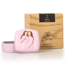 Sister Jewelry Box - Resin Friendship Keepsake Box with Engraved Quote - Gift for Sisters and Best Friends - Pink Decorative Trinket Box for Rings, Necklaces, and Earrings - Birthday, Graduation Gift