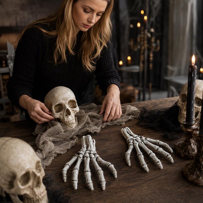 2Pcs Skeleton Hands, Plastic Skeleton Hands Halloween Decor