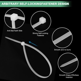 M METERXITY 1000-Pack Nylon Zip Ties 16 Inch 49 Lbs Nylon Cable Wire Ties Self-Locking Cable Zip Ties for Indoor/Outdoor/Home/Office/Garden/Workshop/Bundling Securing [White]