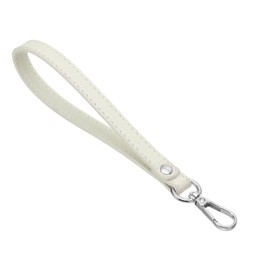 PATIKIL PU Leather Keychain, Key Holder Keyring Strap with Metal Silver Key Ring Lock Anti Lost Clasp for Wallet Purse Clutch, White