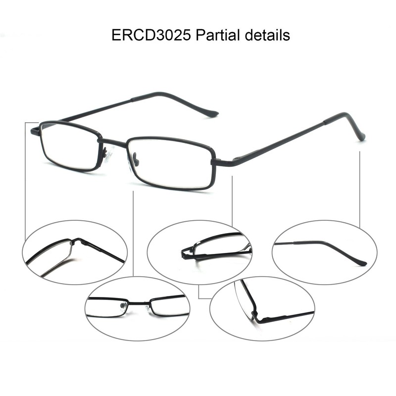 EYE ZOOM 4 Pack Compact Slim Metal Reading Glasses with