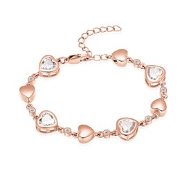 QGJNSGC Urn Bracelet for Ashes Birthstone Bracelets for Women Heart Gemstone Bracelet Jewellery Cremation Memorial Keepsake Urn Bracelet, Stainless Steel, Cubic Zirconia