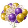 XIKSXITN 12 Inch Purple Gold Metallic Balloons，Purple Gold Confetti Balloons