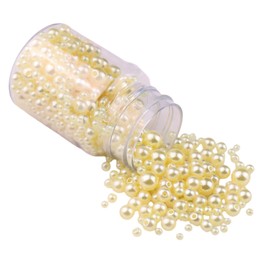 520pcs 3-8mm Pearl Beads for Craft Light Yellow Round Looes Beads for,Bracelets,Necklaces Decoration Making