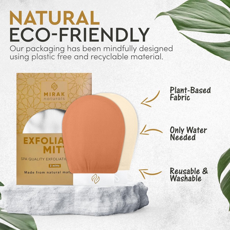 Mirak Naturals 3 Deep Exfoliating Mitts Body Scrub for Soft