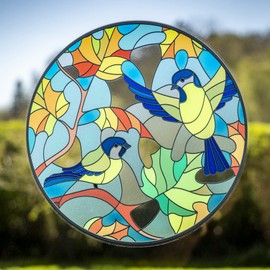 Large Stained Glass Effect Window Sticker - Beautiful Decorative 'Stained Glass' Effect Bird Suncatcher Decal to Apply to Windows