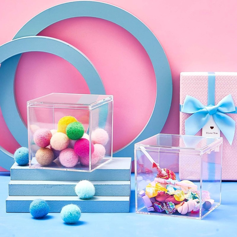 siawadeky Transparent Acrylic Box Set of 2 with Lids, Candy