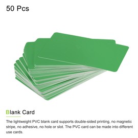 sourcing map Blank PVC Cards Green Plastic Card 14mil for ID Badge Printer, Graphic Quality, Pack of 50