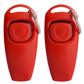 Spendeal 2 Pcs Pet Training Clicker Whistle, 2-in-1 Combined Clicker and Whistle, Dog Training Whistle for Recall & Clicker, Pet Training Tools, Dog Clicker for Dogs, Cats, Horses, Hamster (Red)