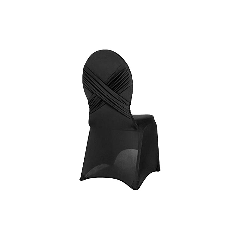 CV Linens 11088us Cross Back Spandex Chair Cover | Black