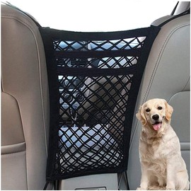 DYKESON Pet Barrier Dog Car Net Barrier with Auto Safety Mesh Organizer Baby Stretchable Storage Bag Universal for Cars, SUVs -Easy Install,Safer to Drive with Pets and Children, 3 Layer(S)