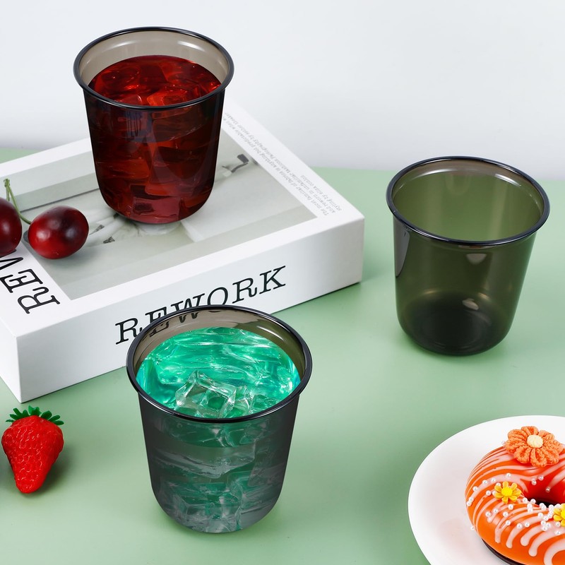 50 Pcs Disposable Stemless Glasses, 12 Oz Drinking Cups, Black