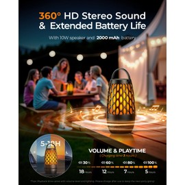 Outdoor Speakers Bluetooth Waterproof IPX6 with Flame Lights, Gadget Gifts for Dad Her Him, Hd Stereo Sound, BT 5.3 Multi-Sync to 100 Speakers, Portable Wireless Speaker for Patio Cafe Decor Party