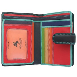 VISCONTI Rainbow Leather Ladies Purse Style RFID Blocking RB51 Black/Rhumba