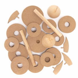 Baker Ross FC163 Rocket Wooden Stacking Kits - Pack of 2, Craft Activities for Kids to Assemble, Decorate and Display, Wood Crafts for Children